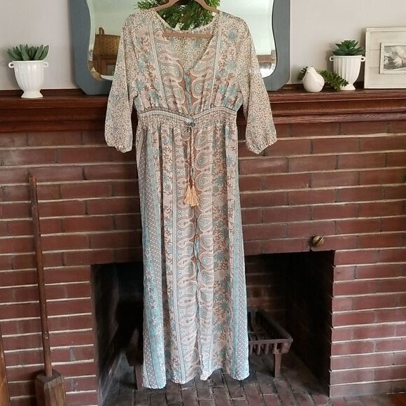 Boho chic floral dress, size M/L. - Picture 1 of 4